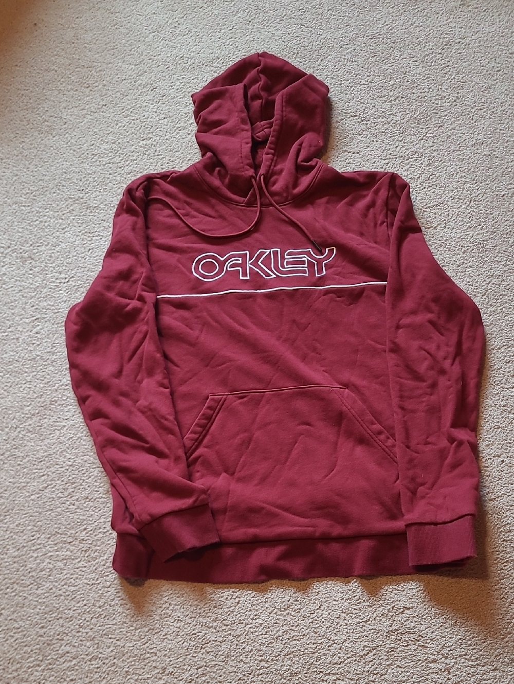 Oakley Men's Maroon Crewneck Hoodie with Logo